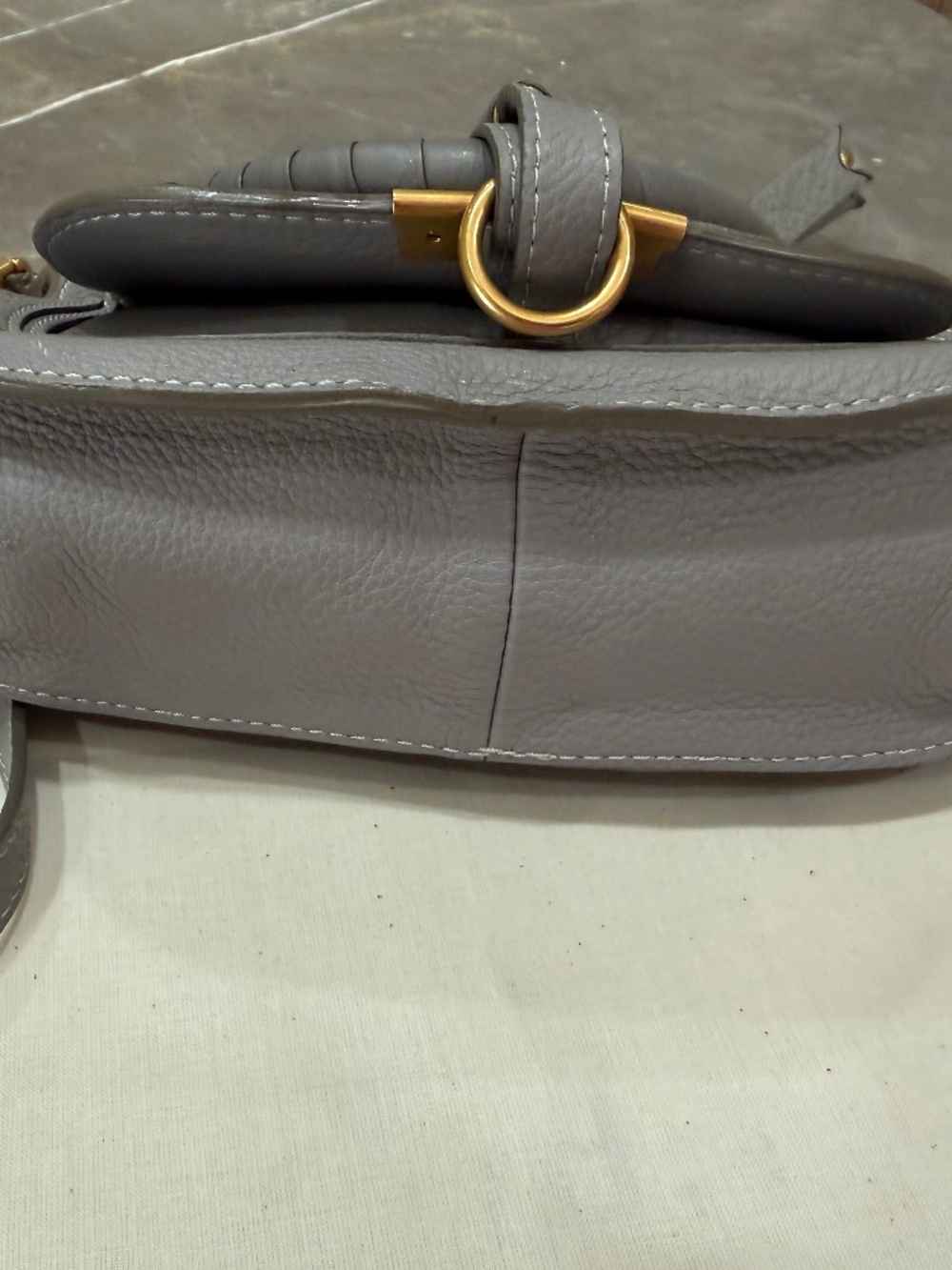 Chloe Gray Mini Marcie Leather Top-Handle Crossbody with Gold Hardware - Picture 14 of 15